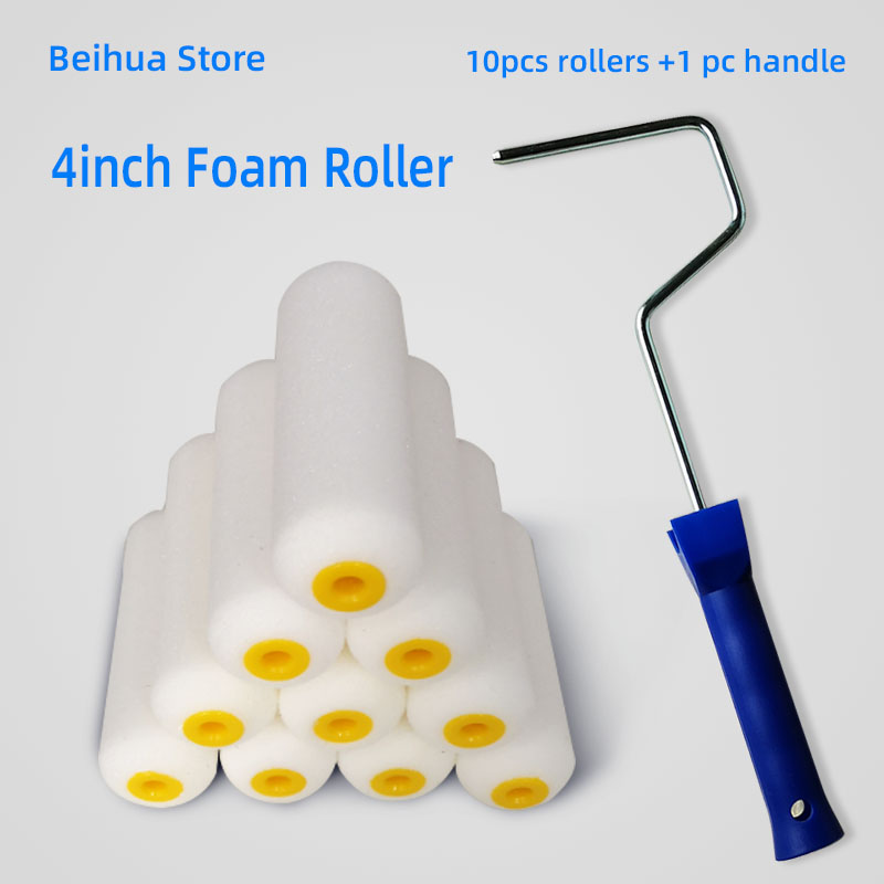 Interior Design Tools - 11ชิ้น/เซ็ต4นิ้วโฟม Roller ชุดแปรงฟองน้ำลูกกลิ้งสีสำหรับตกแต่งเครื่องมือตกแต่งแปรงสำหรับตกแต่งภายใน
