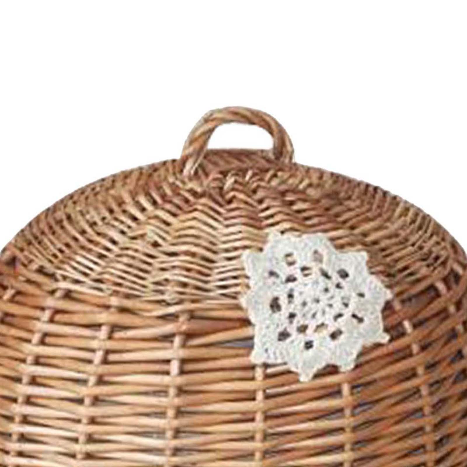 Rattan Tray Handle - ฝาครอบโดมใส่อาหารและถาดเสิร์ฟหวายสานสำหรับเค้ก พิซซ่า ผลไม้อบแห้ง ของหวาน ขนาด 30x20