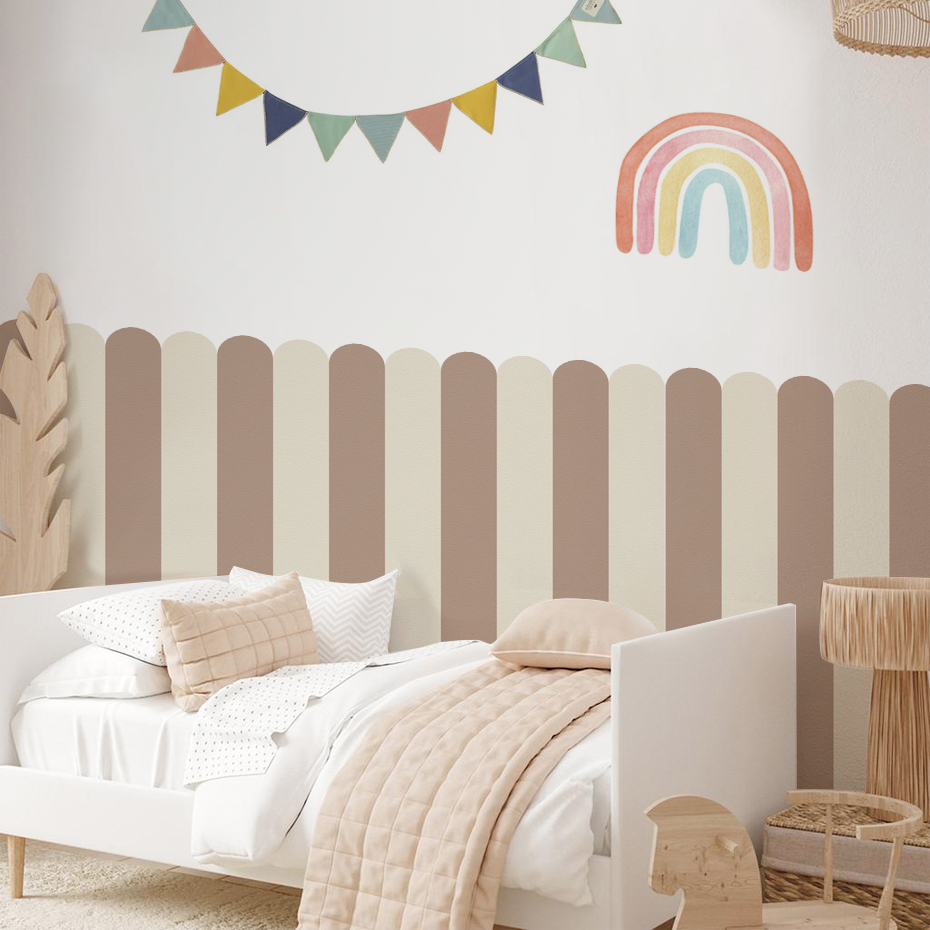 Interior Design Home Decor - หลากสีแนวตั้งลาย Arc วอลล์เปเปอร์เนอสเซอรี่เด็ก Wall Art เด็กห้องนั่งเล่นตกแต่งบ้านกันน้ํา