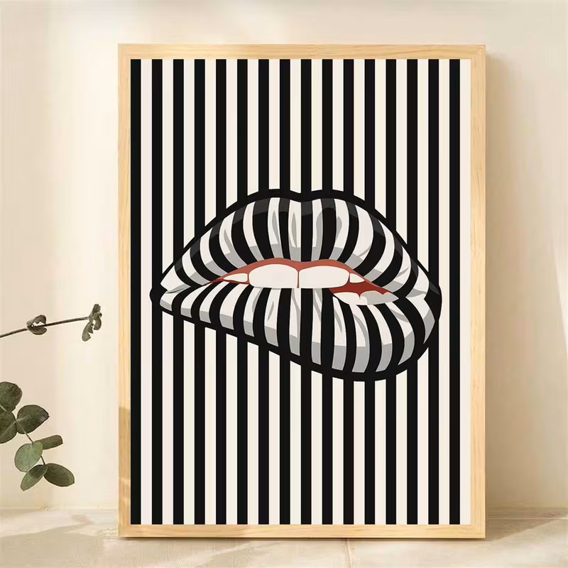 โปสเตอร์ผ้าใบลายทางเรียบง่ายแล - Interior Design Home Decor บทวิจารณ์และราคา