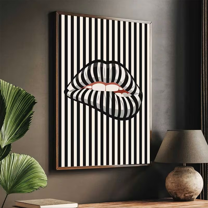 โปสเตอร์ผ้าใบลายทางเรียบง่ายแล - Interior Design Home Decor บทวิจารณ์และราคา