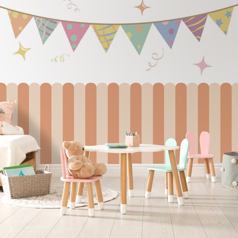 หลากสีแนวตั้งลาย Arc วอลล์เปเป - Interior Design Home Decor บทวิจารณ์และราคา
